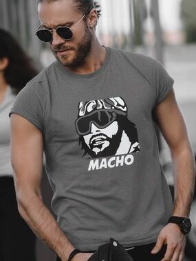 Alstyle Macho Graphic Tee Charcoal Black Short Sleeve T-Shirt Mens XL NWOT